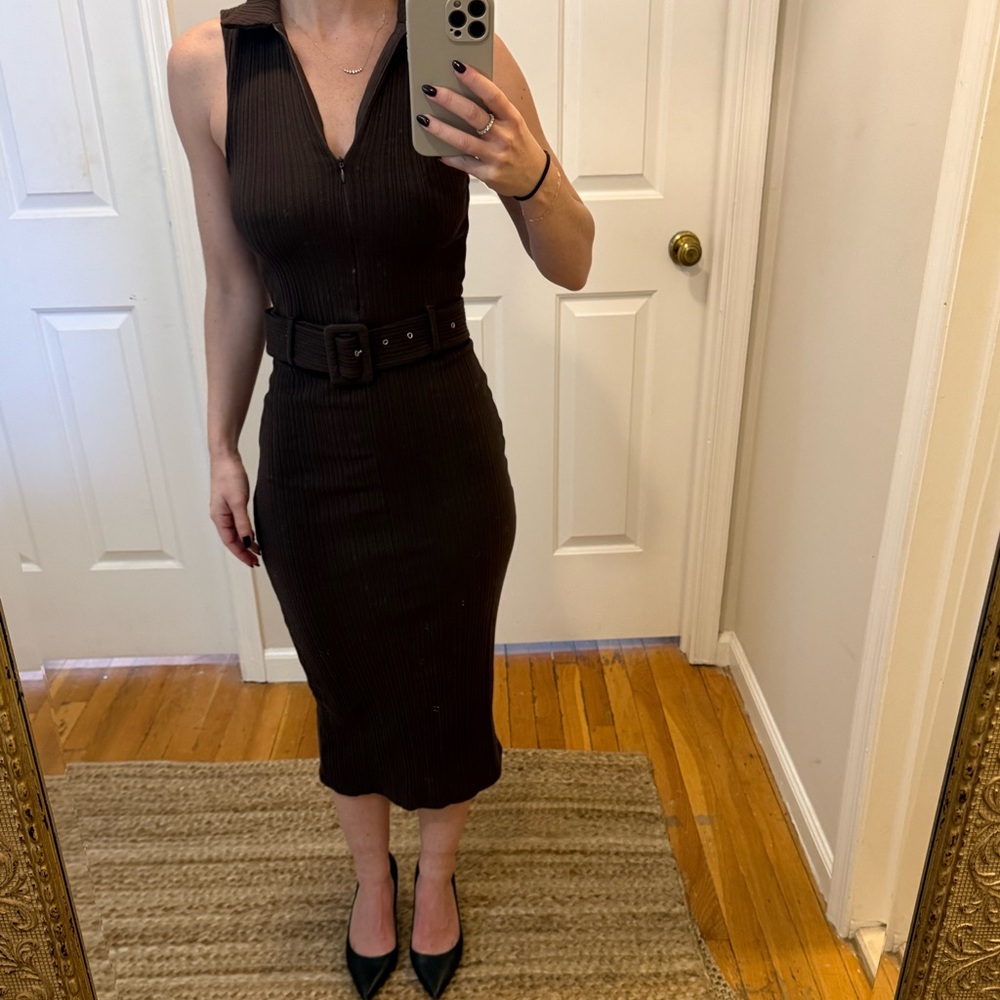 ASOS Sleeveless Ribbed Maxi Dress in Dark Brown
